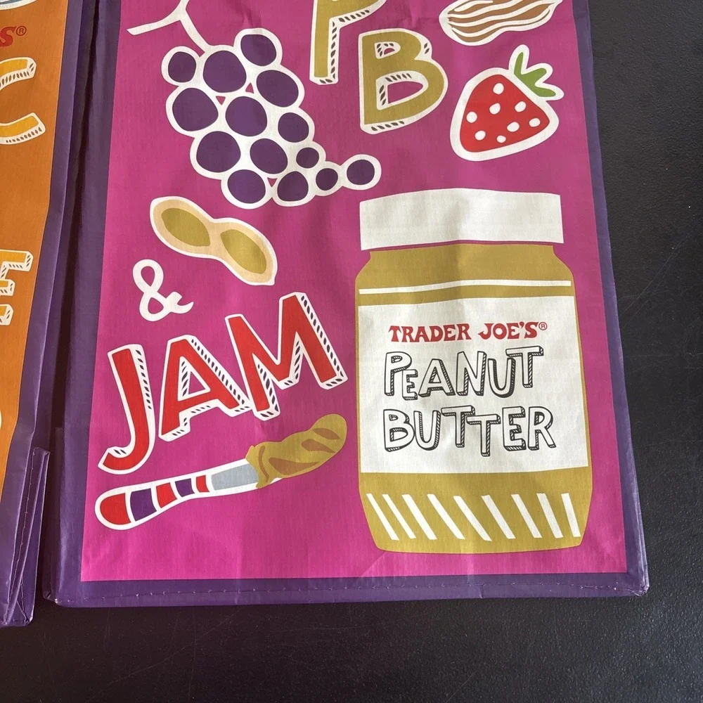 Trader Joe's NEW REUSABLE‎ GROCERY MAC & CHEESE PB&J SHOPPING TOTE GIFT BAG